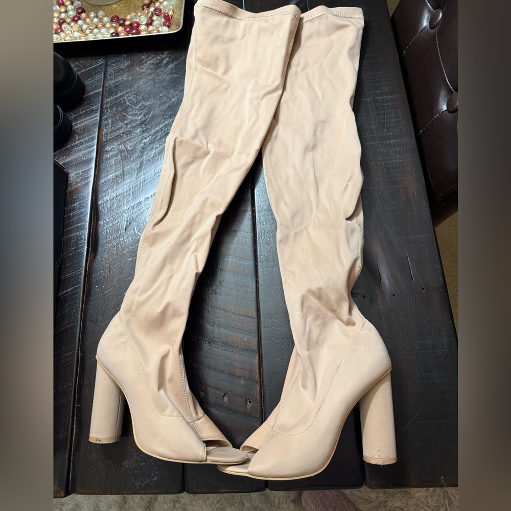 Women's Beige Over-the-Knee Boots- SIMMI LONDON Size 8